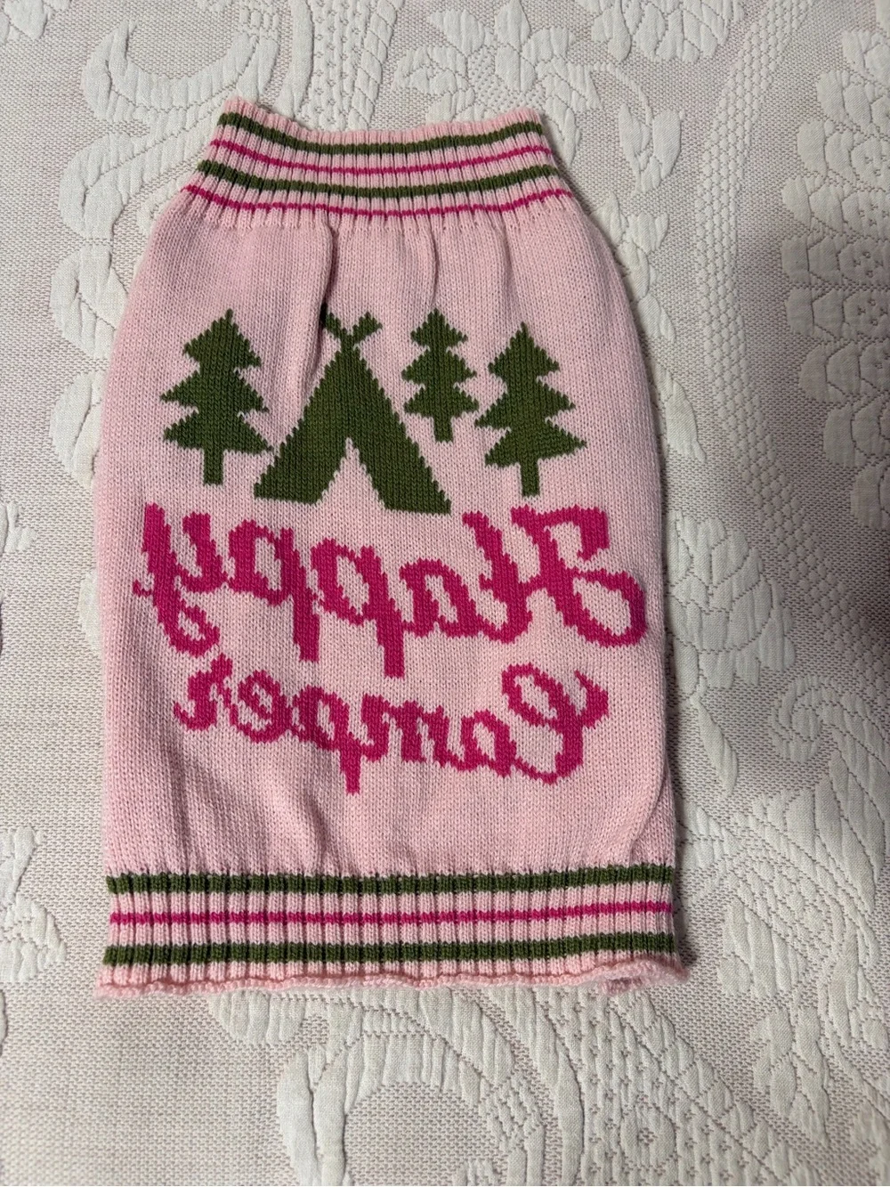 Happy Camper dog sweater New - I bought this for my grand-dog - too small
